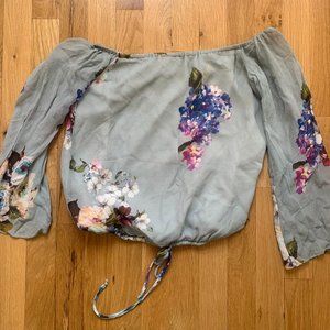 Lavender Brown Off the Shoulder Crop Top